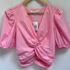NWT- English Factory Twisted Detail Top Women's MD 100% Cotton Pink
